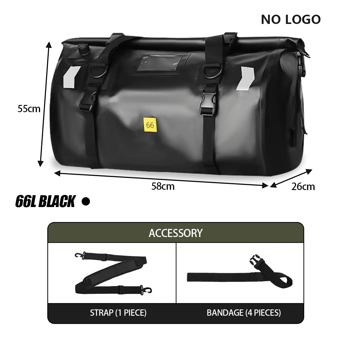 Waterproof Motorcycle Tail Bag 66L