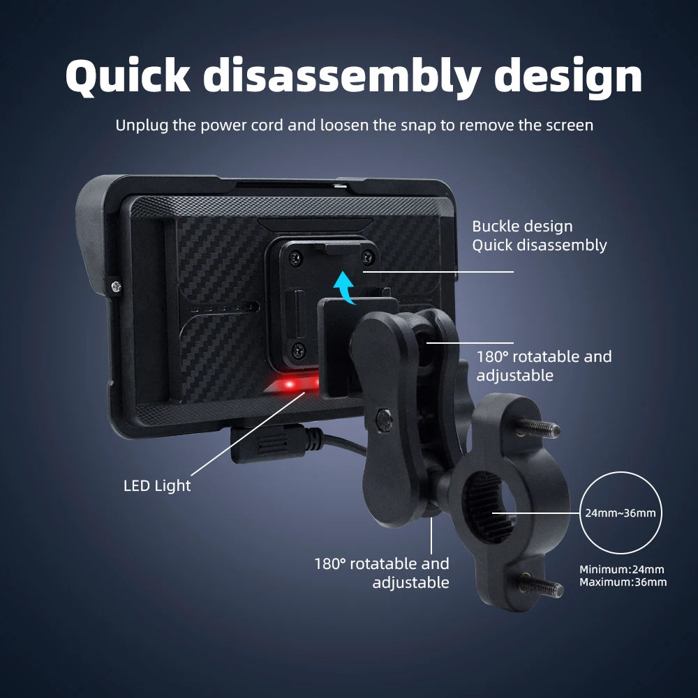 Wireless Motorcycle Display Screen – 5.0 Inch GPS Dashboard