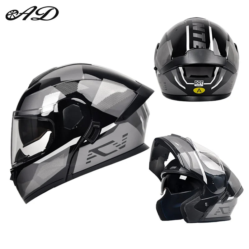 Dual Visor Open Face Motorcycle Helmet - DOT Certified