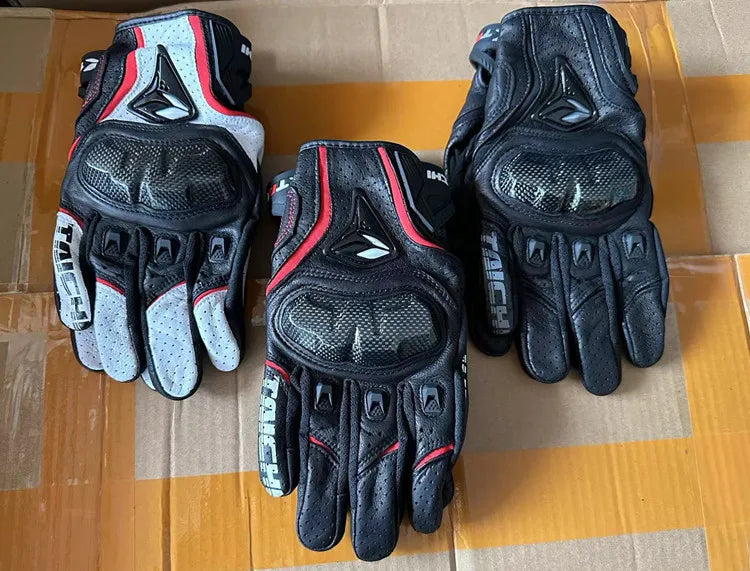 Racing Blue Leather Gloves