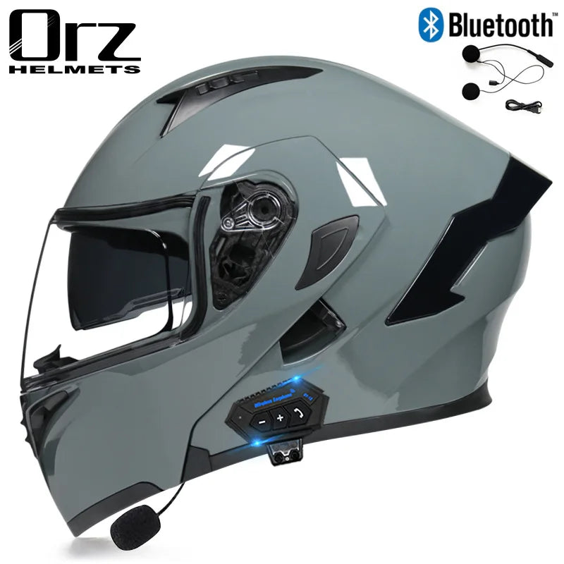 Fire Red Bluetooth Motocross Modular Motorcycle Helmet