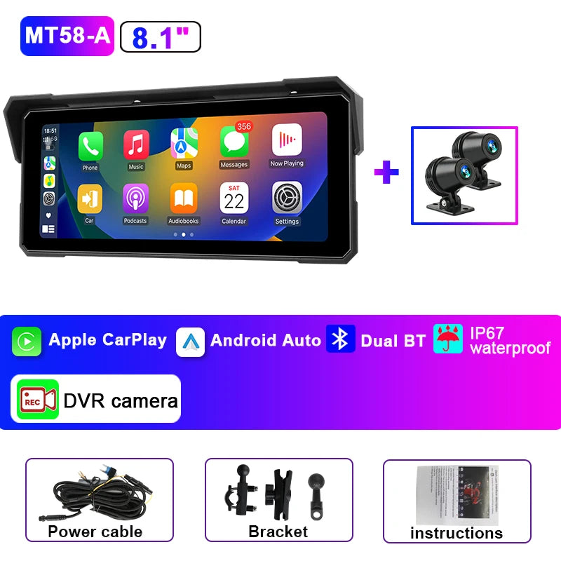 Jansite 8.1" Waterproof Motorcycle Monitor