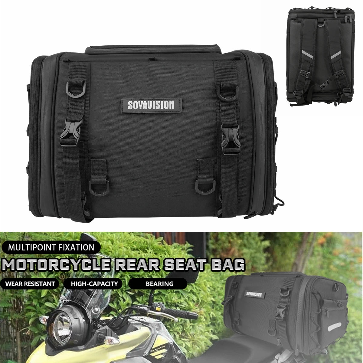 Waterproof Motorcycle Rear Seat Bag 35L-60L Luggage