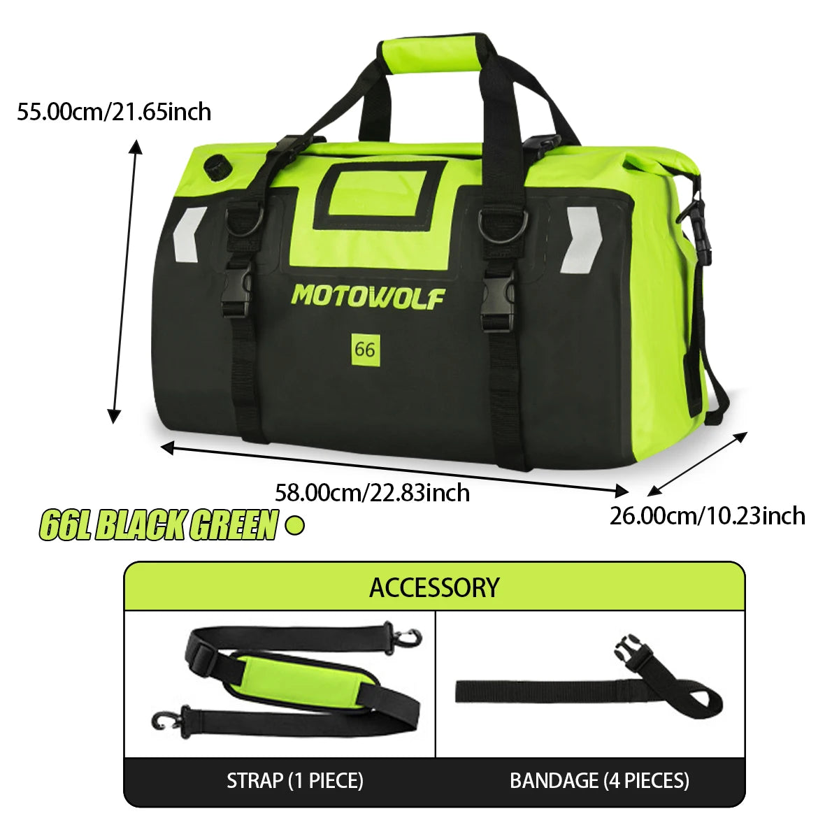 Waterproof Motorcycle Tail Bag 66L