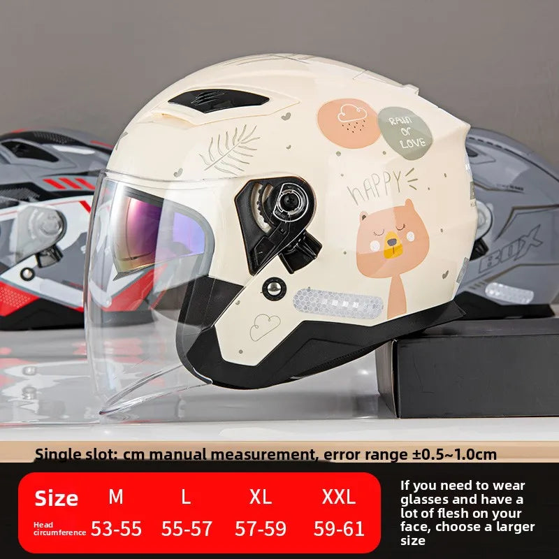 Open Face Motorcycle Helmet with Double Lens