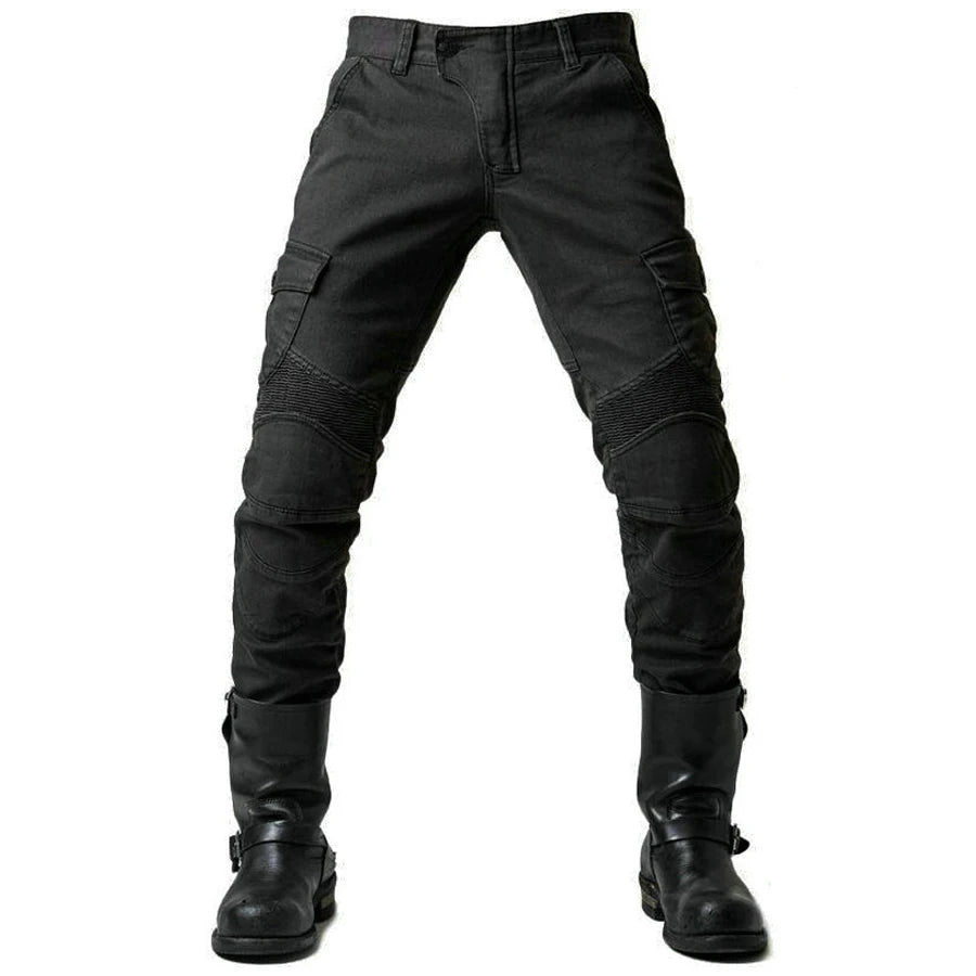 Stylish Motorcycle Black Men Jeans with Extension Protector