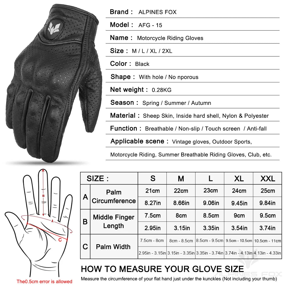 Touchscreen Vintage Motorcycle Gloves