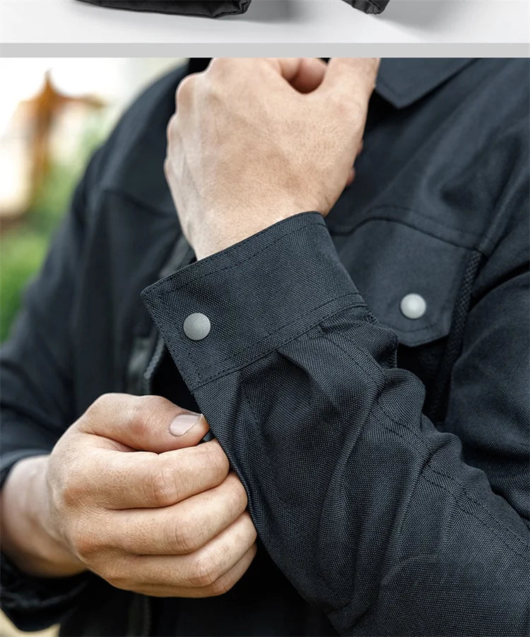 VEMAR Men Motorcycle Jacket - Retro Black Summer Mesh Jacket with CE Armor
