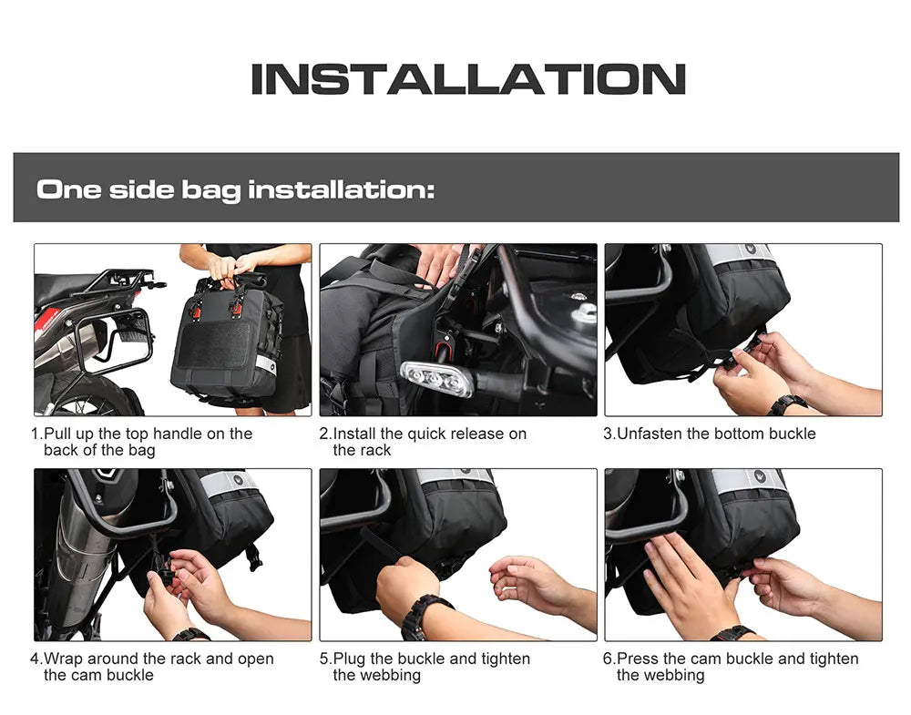 Quick Release Motorcycle Saddle Bag with Waterproof Inner Bag