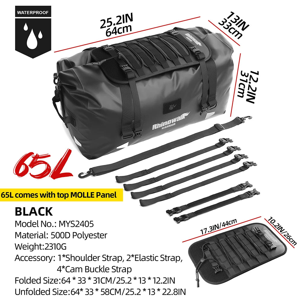 Waterproof Motorcycle Saddle Bag with MOLLE Expansion