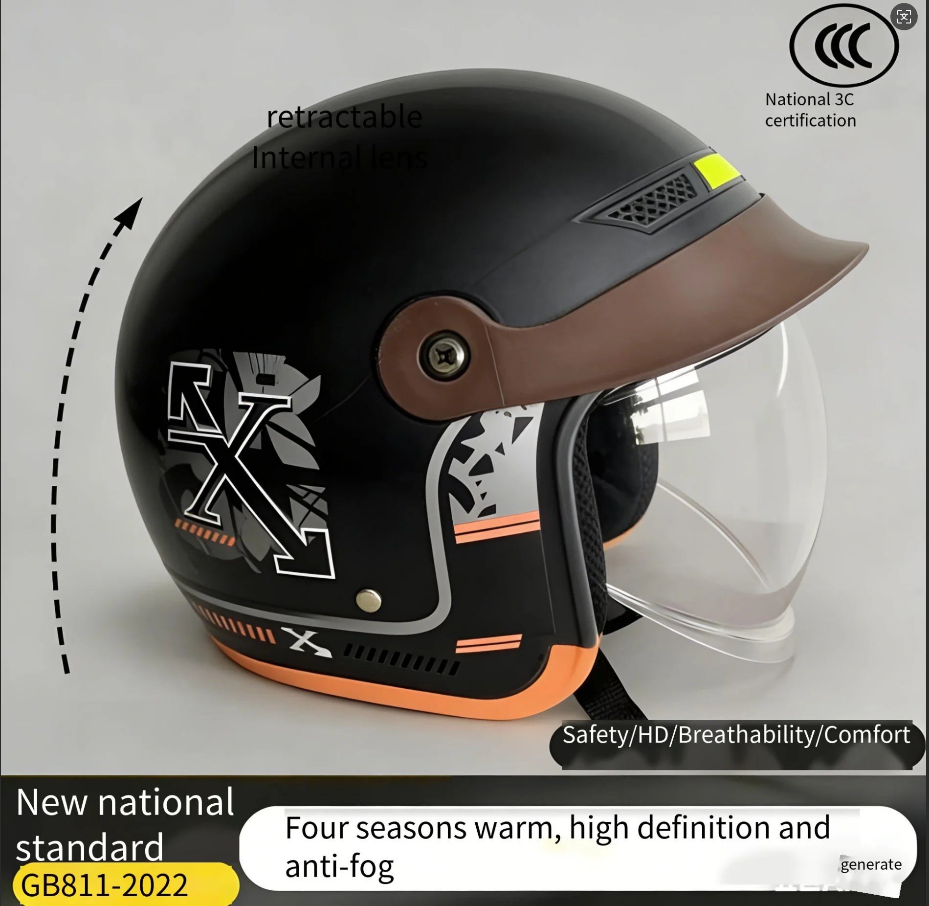 Versatile All-Season Motorcycle Half Helmet