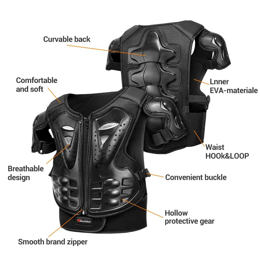 Kids Motorcycle Armor Vest Set with Elbow and Knee Pads