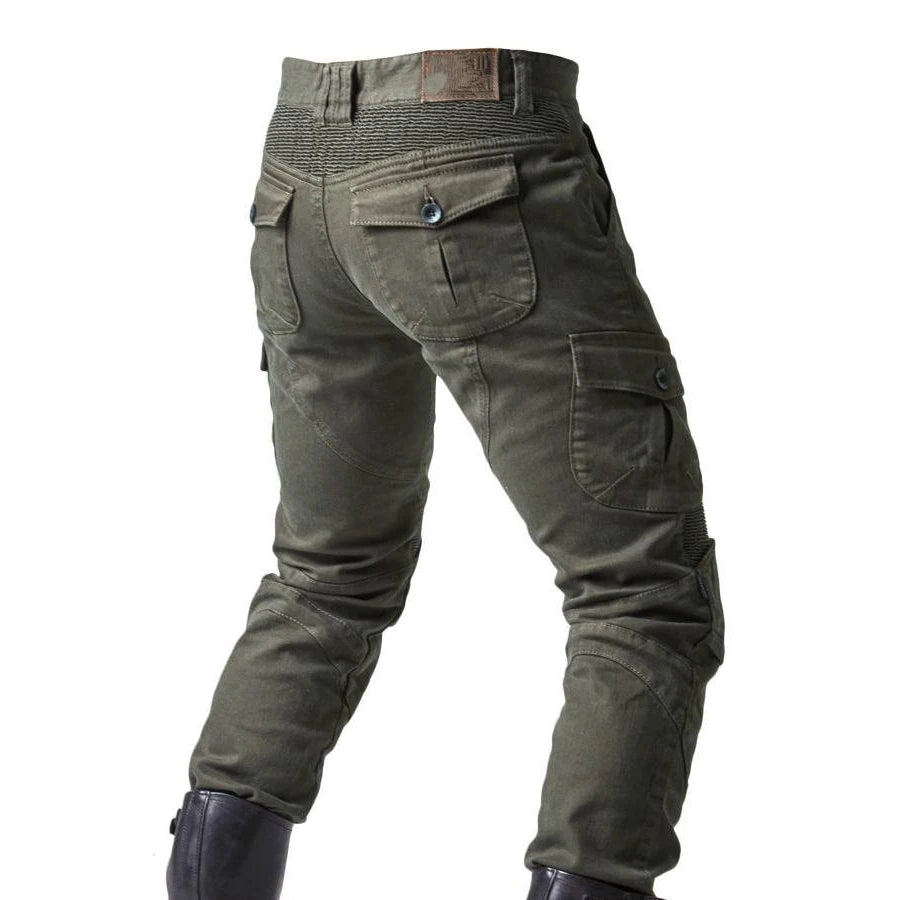 Stylish Motorcycle Black Men Jeans with Extension Protector