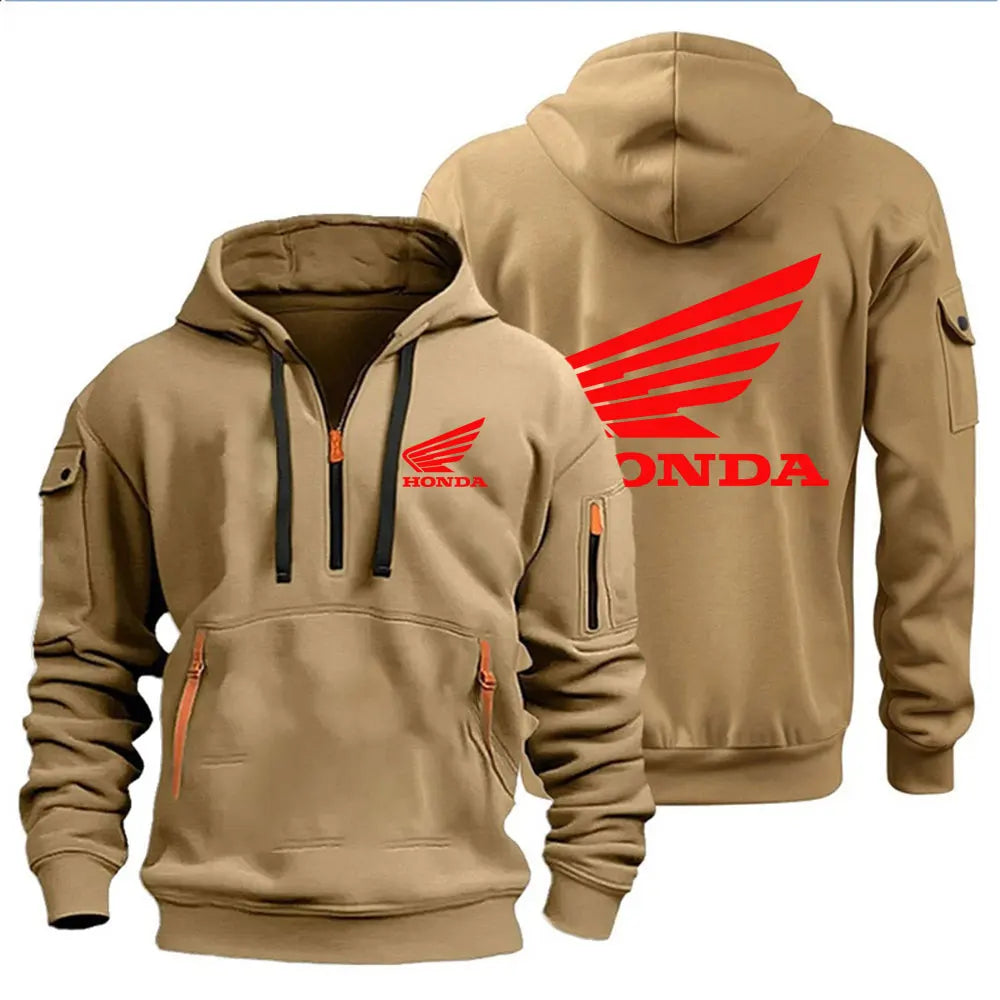 Hooded Biker Pullover