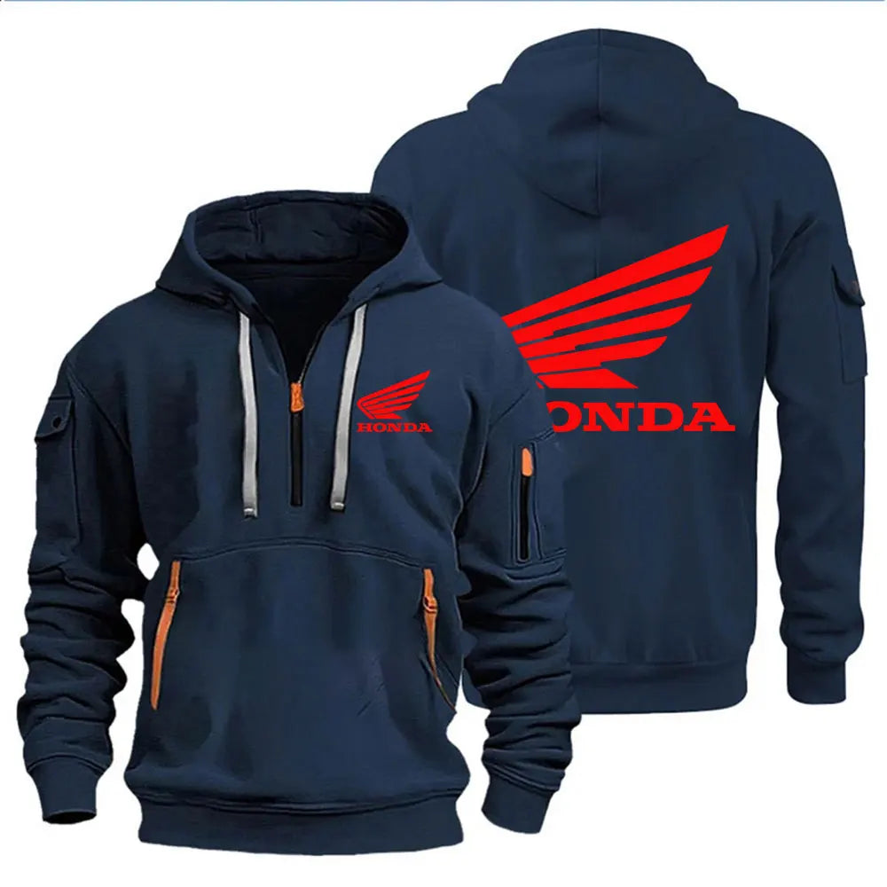 Hooded Biker Pullover