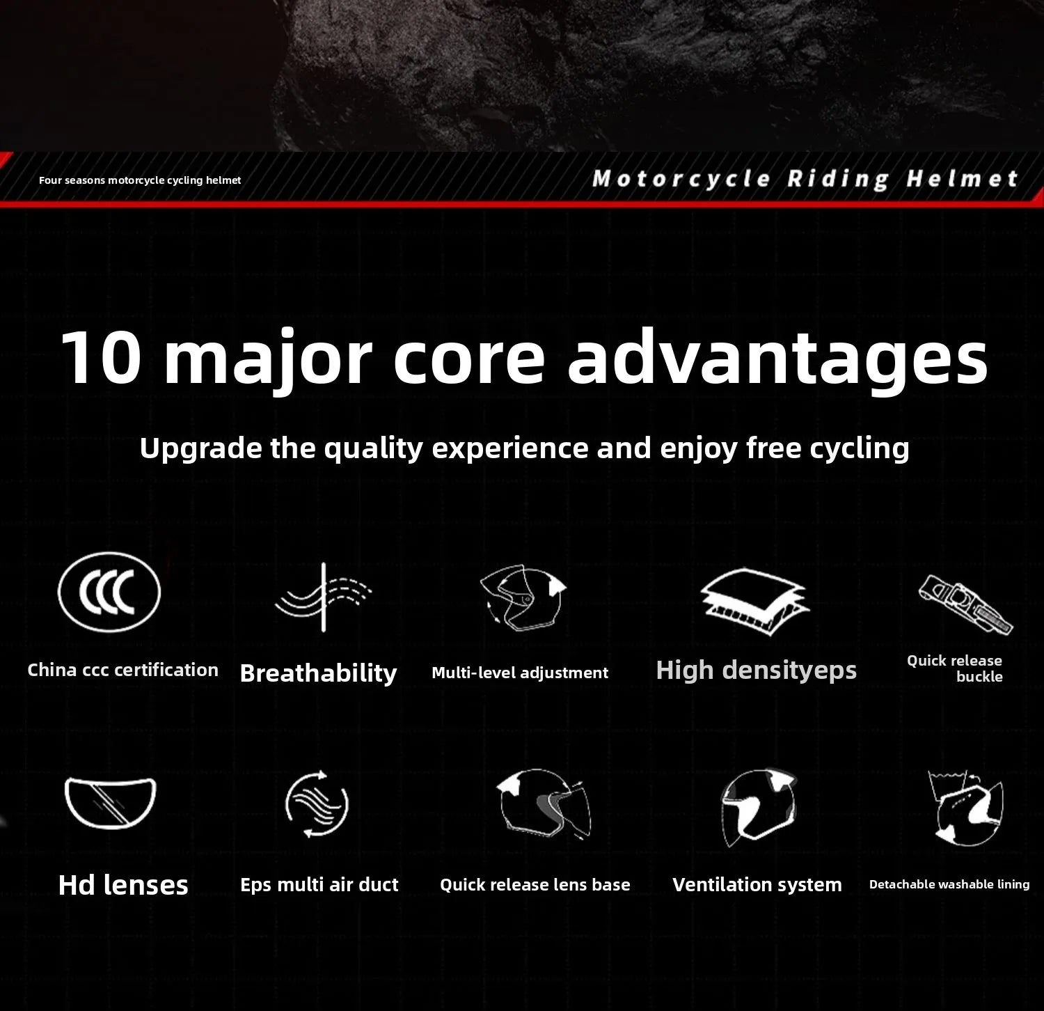 Open Face Motorcycle Helmet with Double Lens