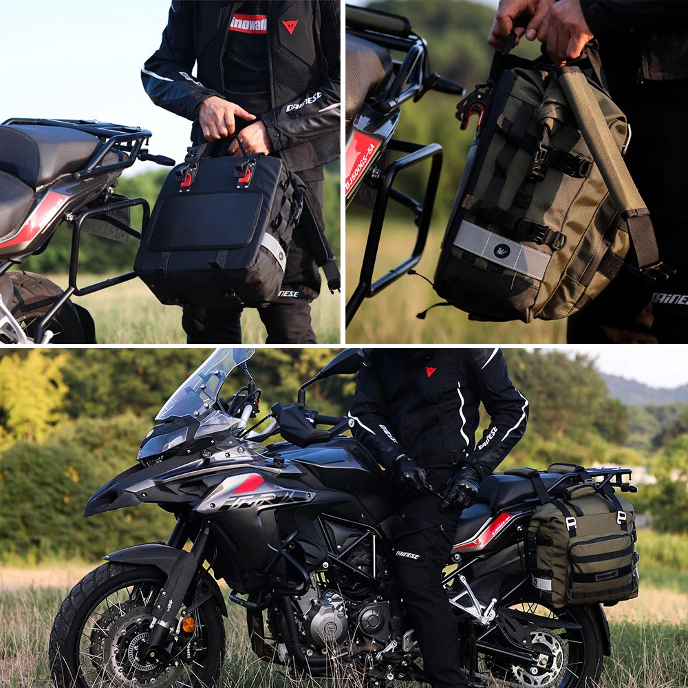 Quick Release Motorcycle Saddle Bag with Waterproof Inner Bag