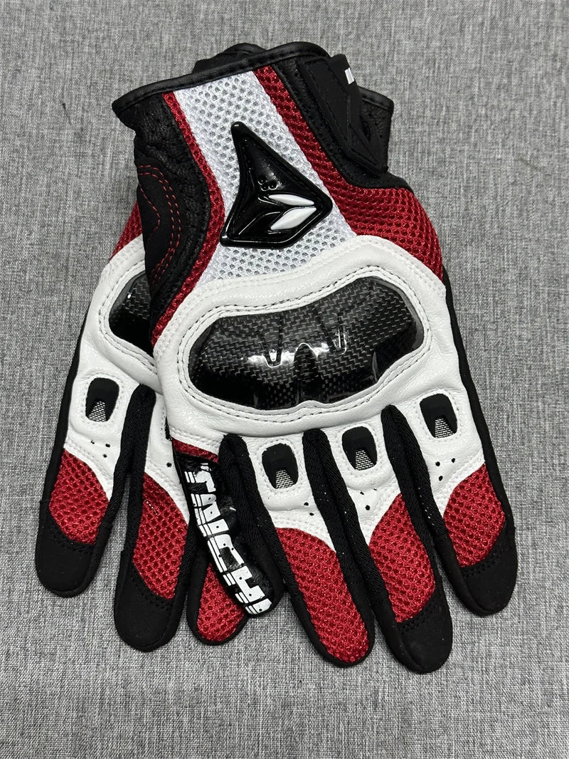 Racing Blue Leather Gloves