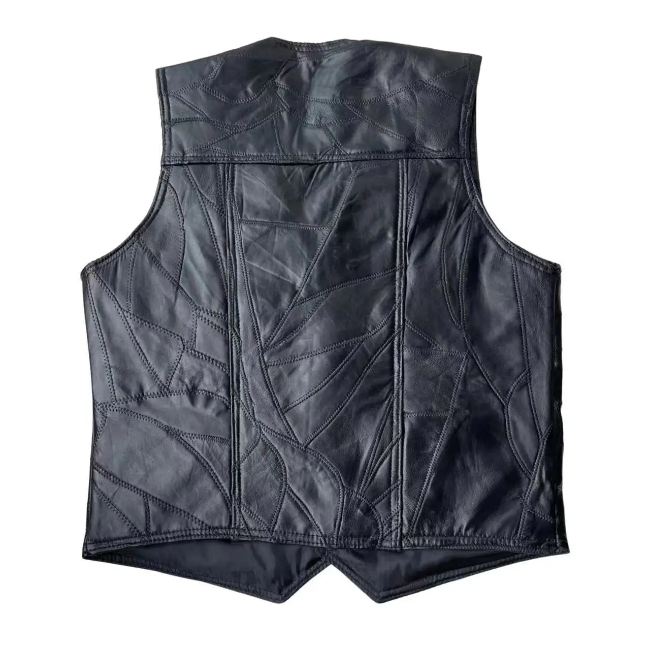 Motorbike Embroidered Motorcycle Leather Vest Men's Biker Waistcoat