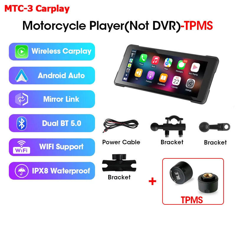 Wireless motorcycle GPS navigation screen motorcycle CarPlay Android Auto touch screen