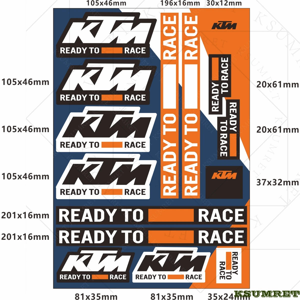 KTM Motorcycle Vinyl Sticker Decals