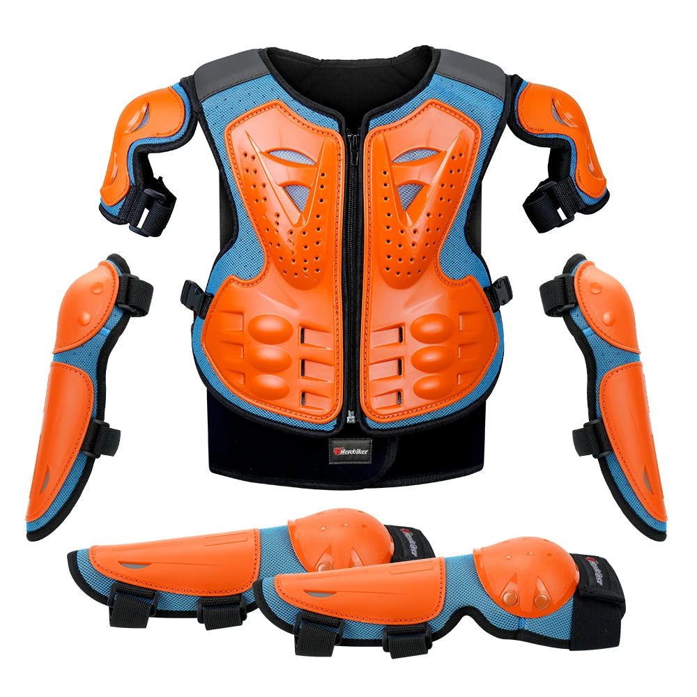 Kids Motorcycle Armor Vest Set with Elbow and Knee Pads