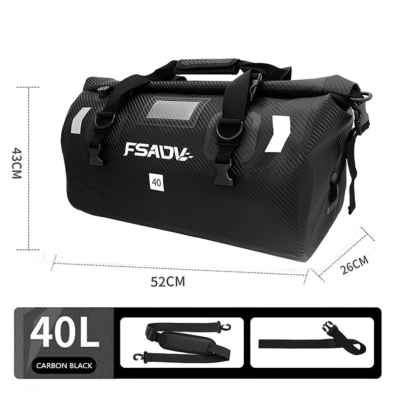 Waterproof Motorcycle Tail Bag - Carbon Black