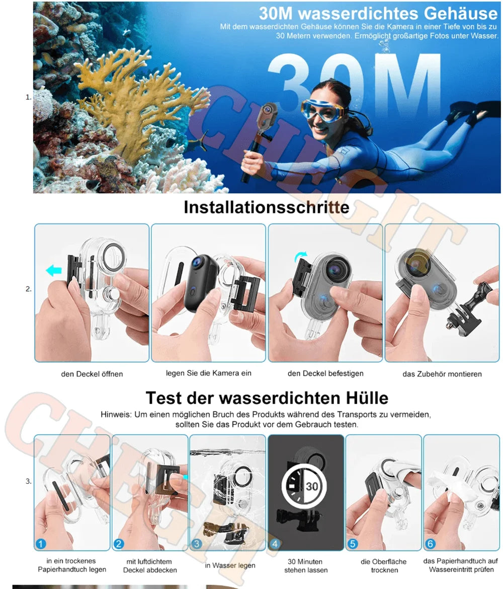 4K waterproof body camera