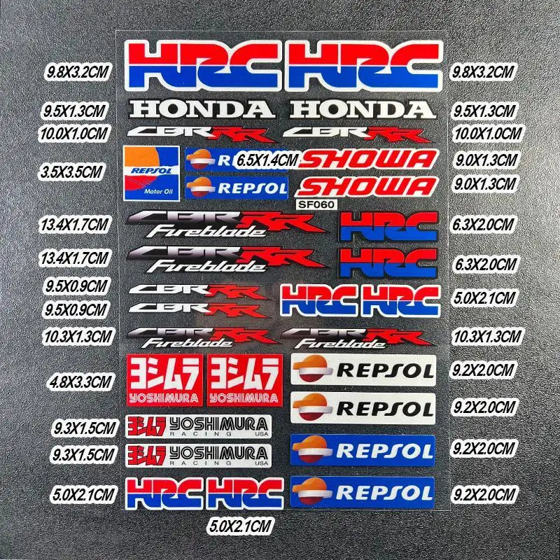 Honda Motorcycle Racing Sponsor Stickers