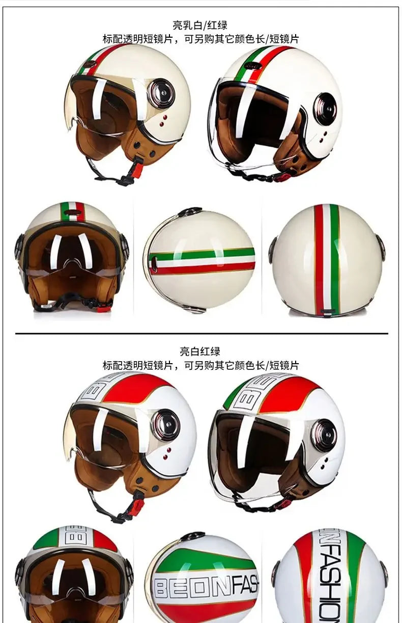 Beon Motorcycle Helmet - ECE Certified Retro Half Cap
