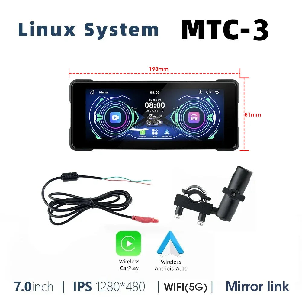 Wireless motorcycle GPS navigation screen motorcycle CarPlay Android Auto touch screen