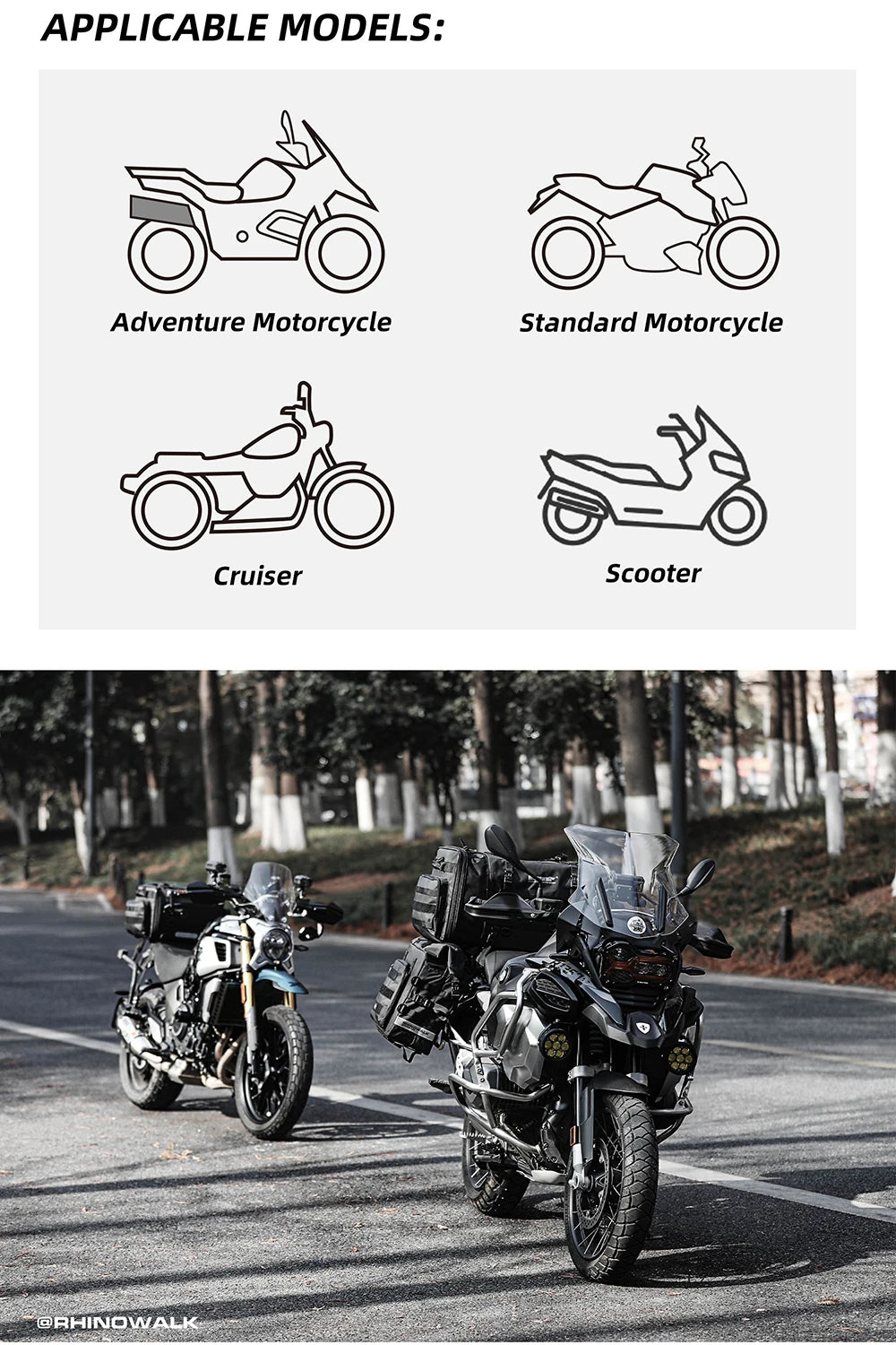 RhinoWalk Waterproof Motorcycle Travel Luggage Bag