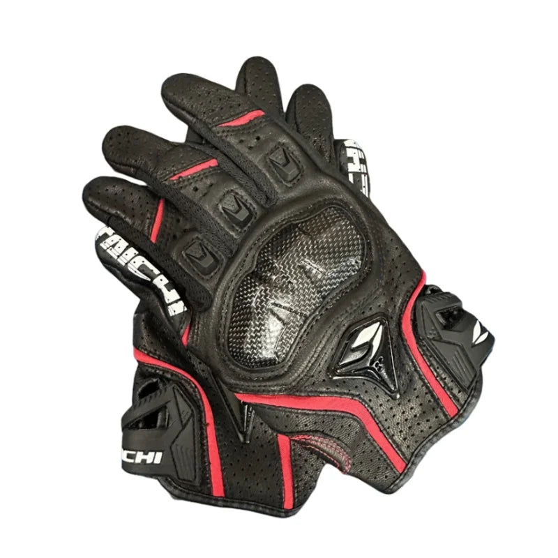 Racing Blue Leather Gloves