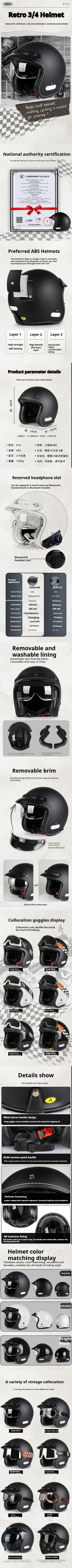 Retro Classic DOT Certified Motorcycle Helmet