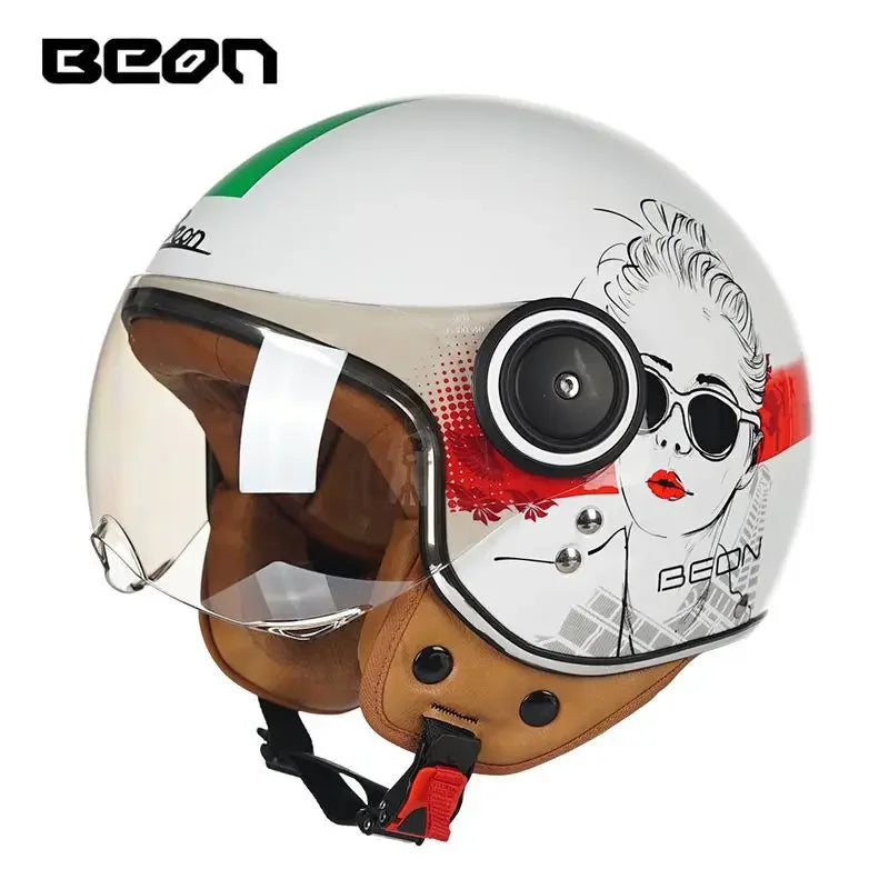 Beon Motorcycle Helmet - ECE Certified Retro Half Cap