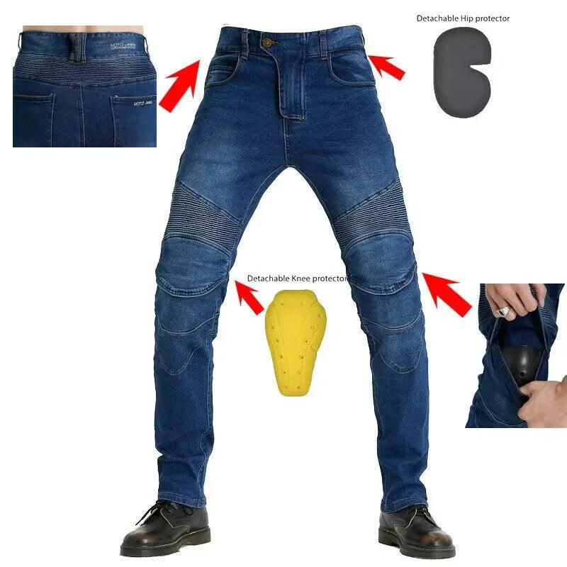 Men's Embroidery Motorcycle Pants with Belt