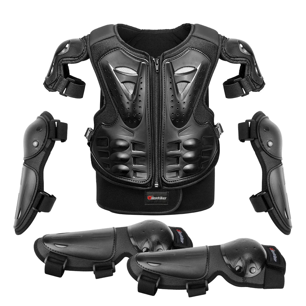 Kids Motorcycle Armor Vest Set with Elbow and Knee Pads
