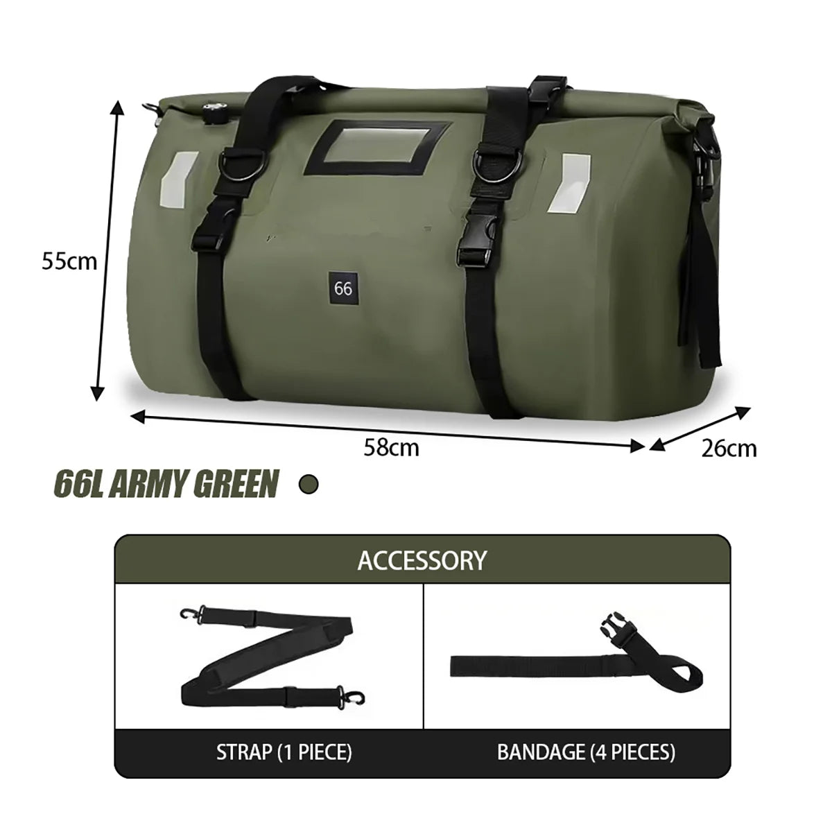 Waterproof Motorcycle Tail Bag 66L