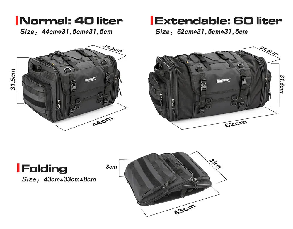 Waterproof Motorcycle Rear Seat Bag 35L-60L Luggage
