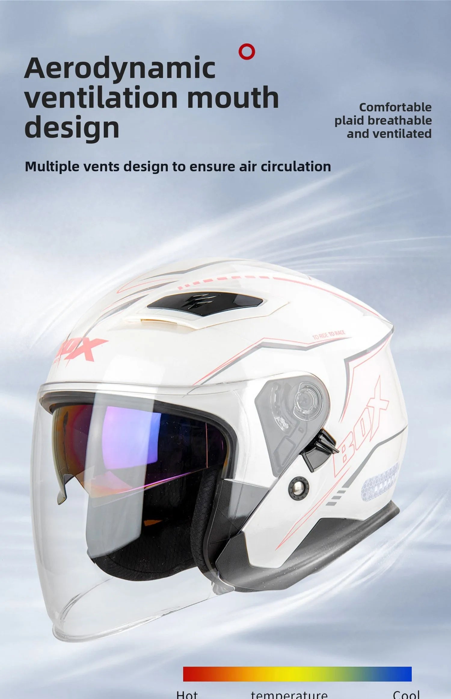 Open Face Motorcycle Helmet with Double Lens
