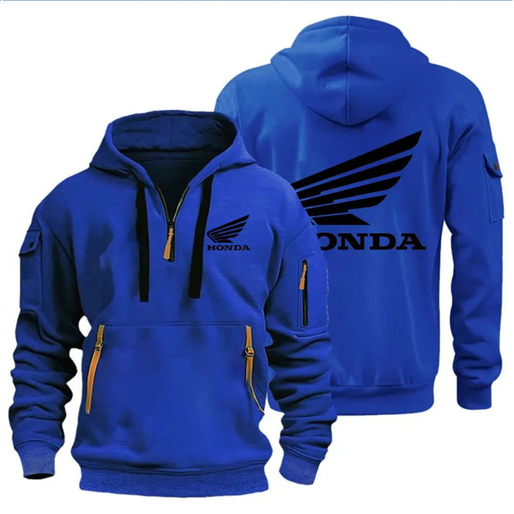Hooded Biker Pullover