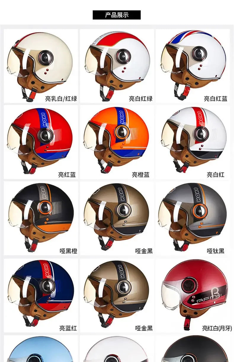 Beon Motorcycle Helmet - ECE Certified Retro Half Cap