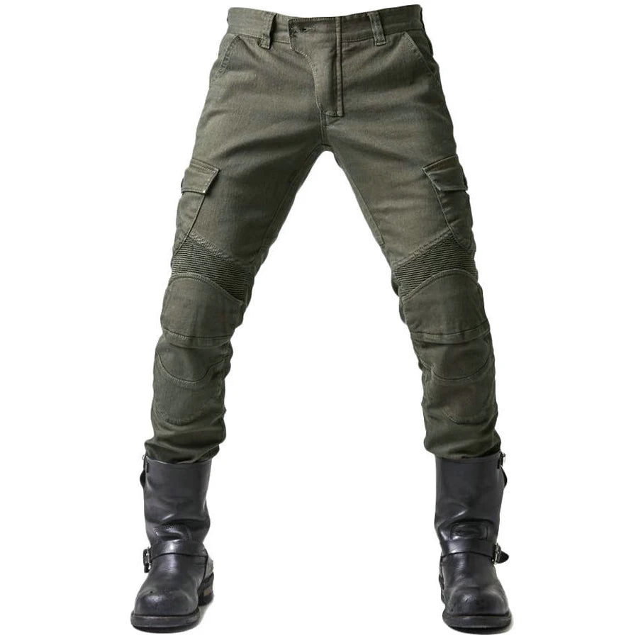 Stylish Motorcycle Black Men Jeans with Extension Protector