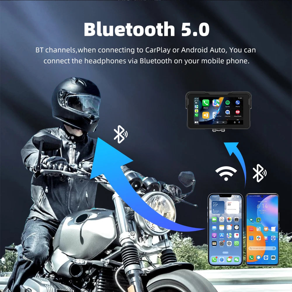 Wireless Motorcycle Display Screen – 5.0 Inch GPS Dashboard