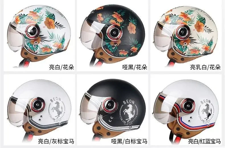 Beon Motorcycle Helmet - ECE Certified Retro Half Cap