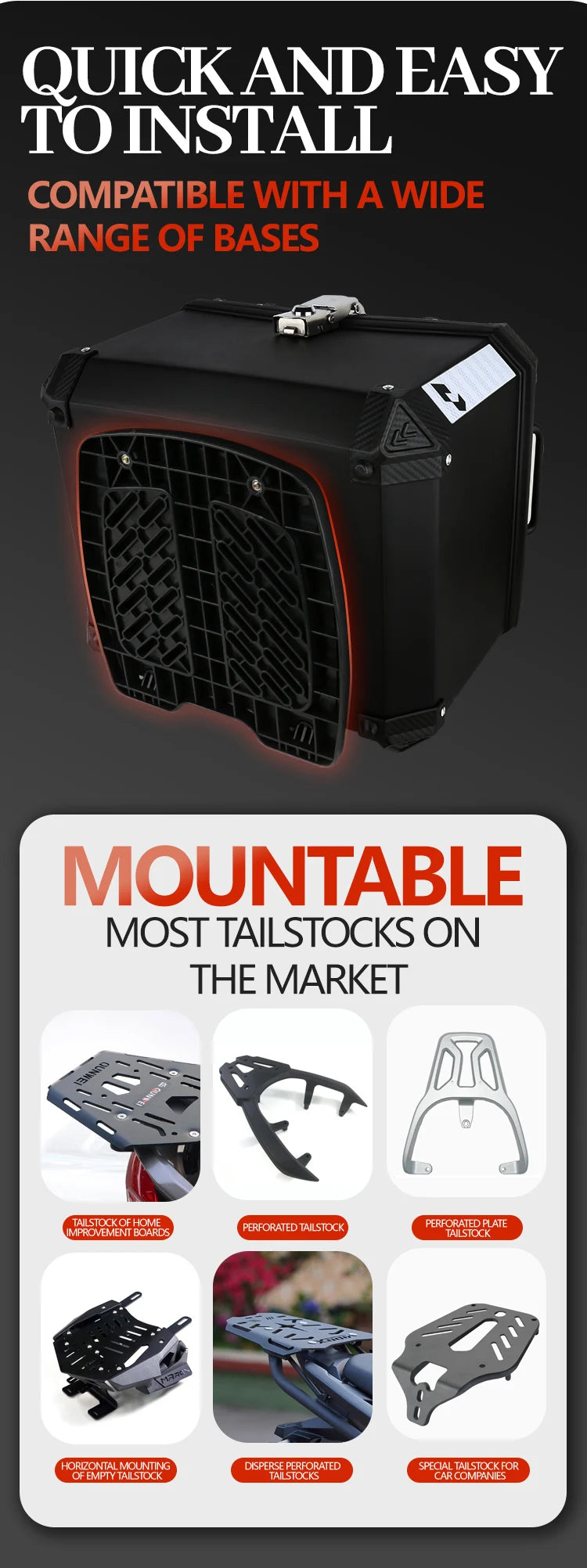 Universal 70L Motorcycle Tail Box Trunk