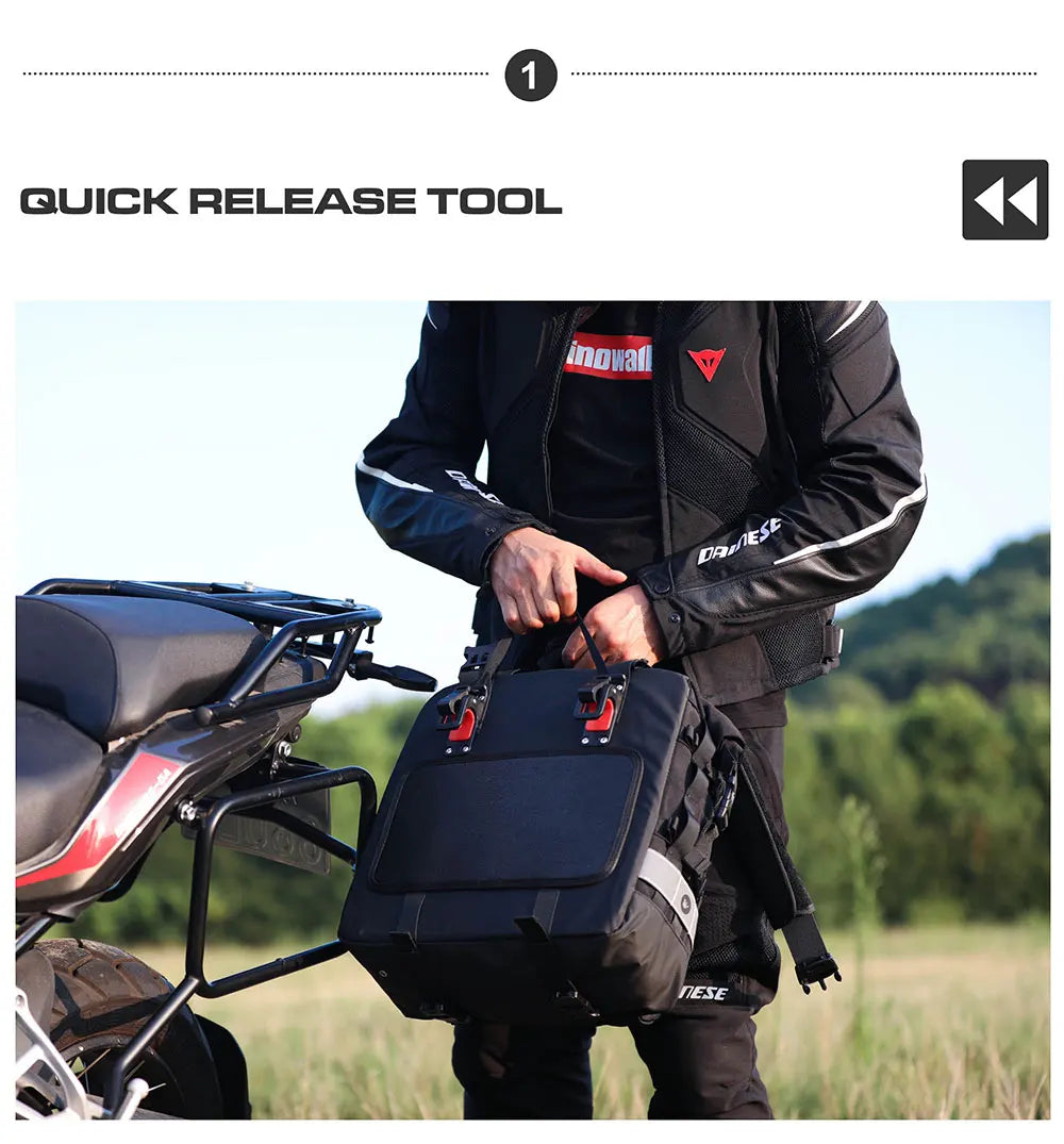 Quick Release Motorcycle Saddle Bag with Waterproof Inner Bag