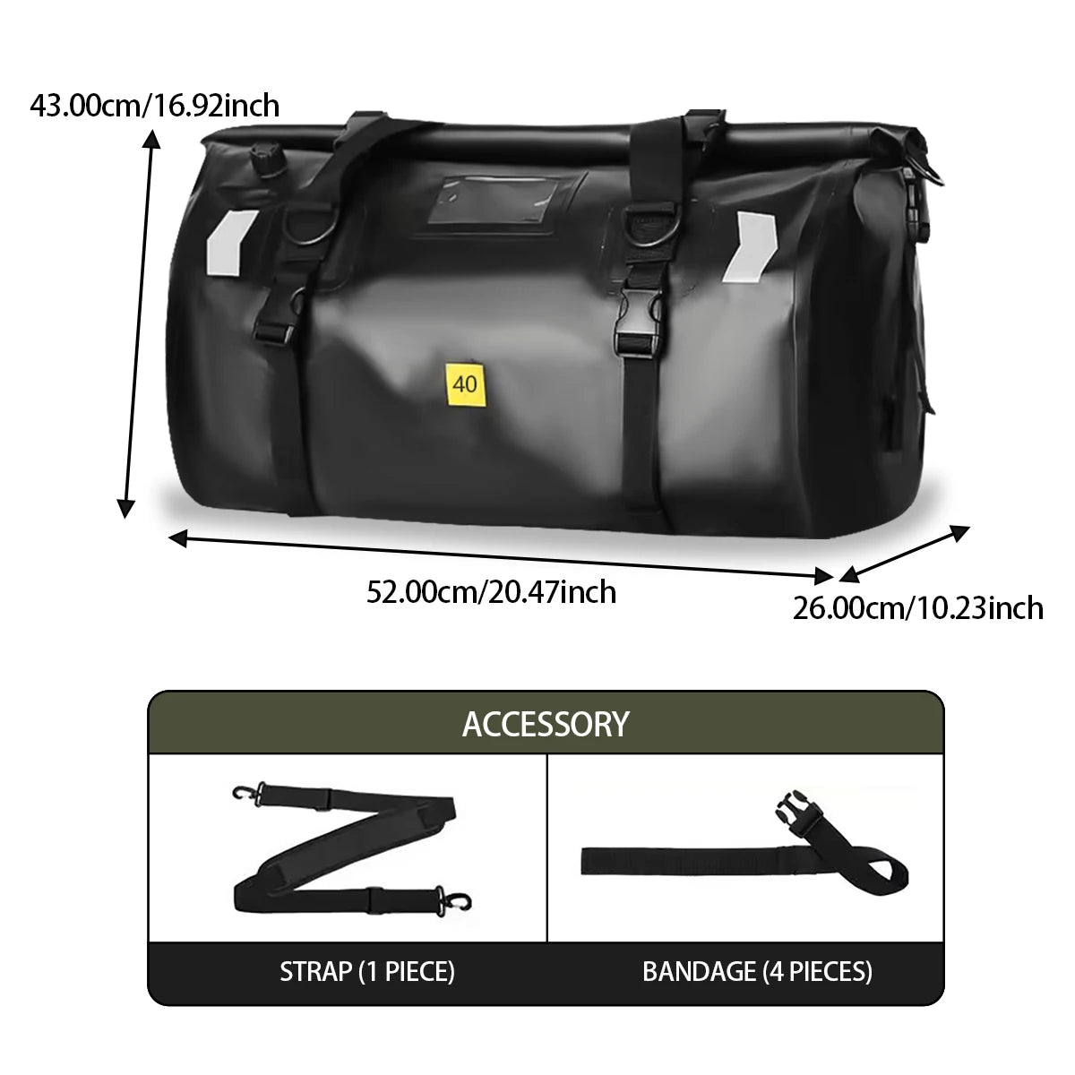 Waterproof Motorcycle Tail Bag 66L