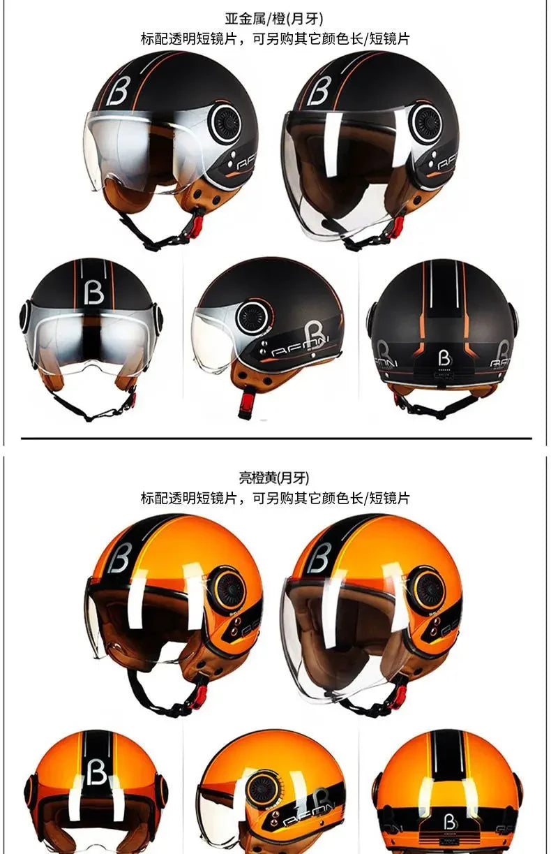 Beon Motorcycle Helmet - ECE Certified Retro Half Cap