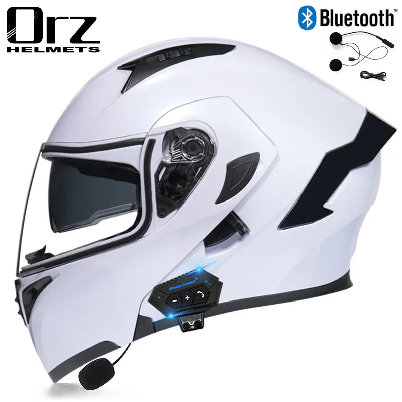 Fire Red Bluetooth Motocross Modular Motorcycle Helmet